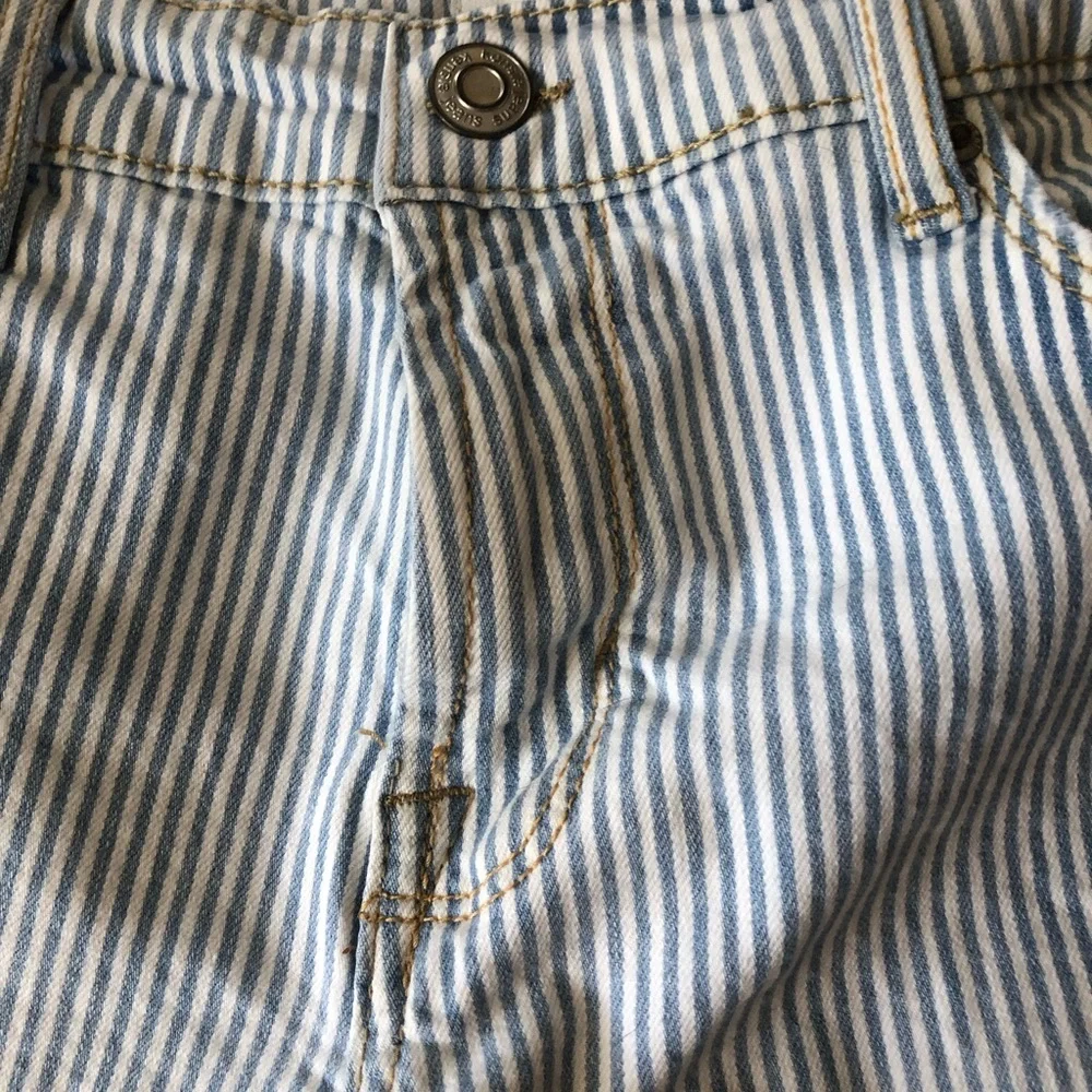 Kensie Blue and White Striped Denim Shorts
